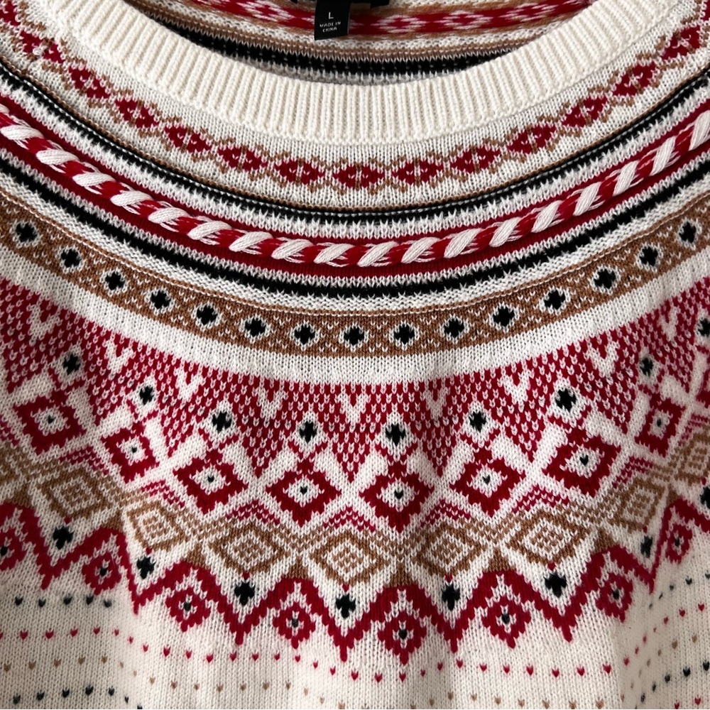 Talbots Red and Cream Patterned Sweater - Picture 7 of 10